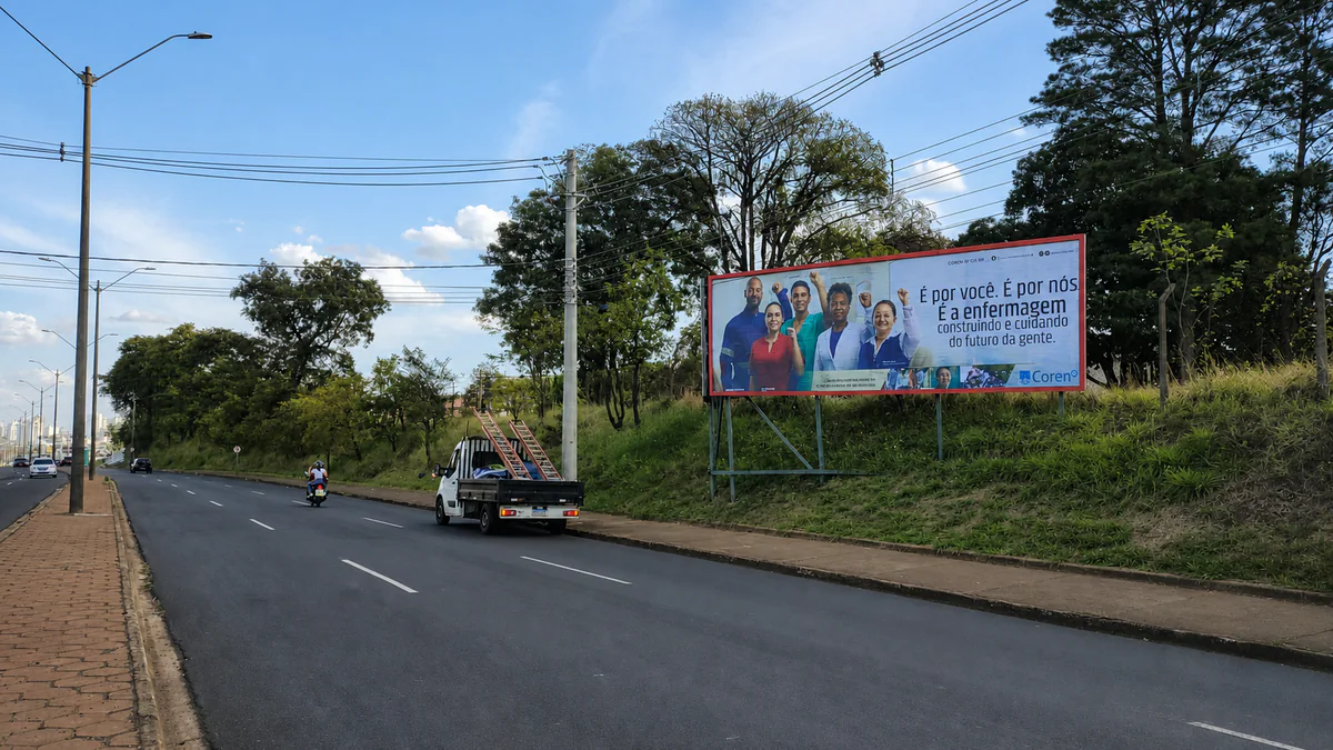 Outdoor 150 D na Via Expressa, ao lado da UPA, com orientação para o sentido Centro